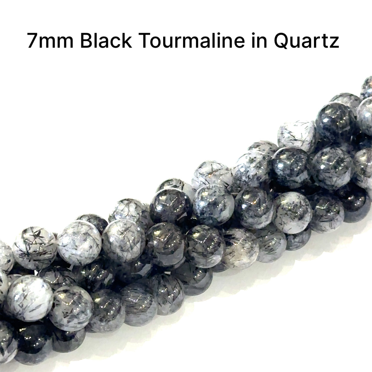 Black Tourmalinated Quartz Gemstone Strands, Jewelry supplies