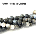 Pyrite in Quartz gemstone strands, Jewelry supplies