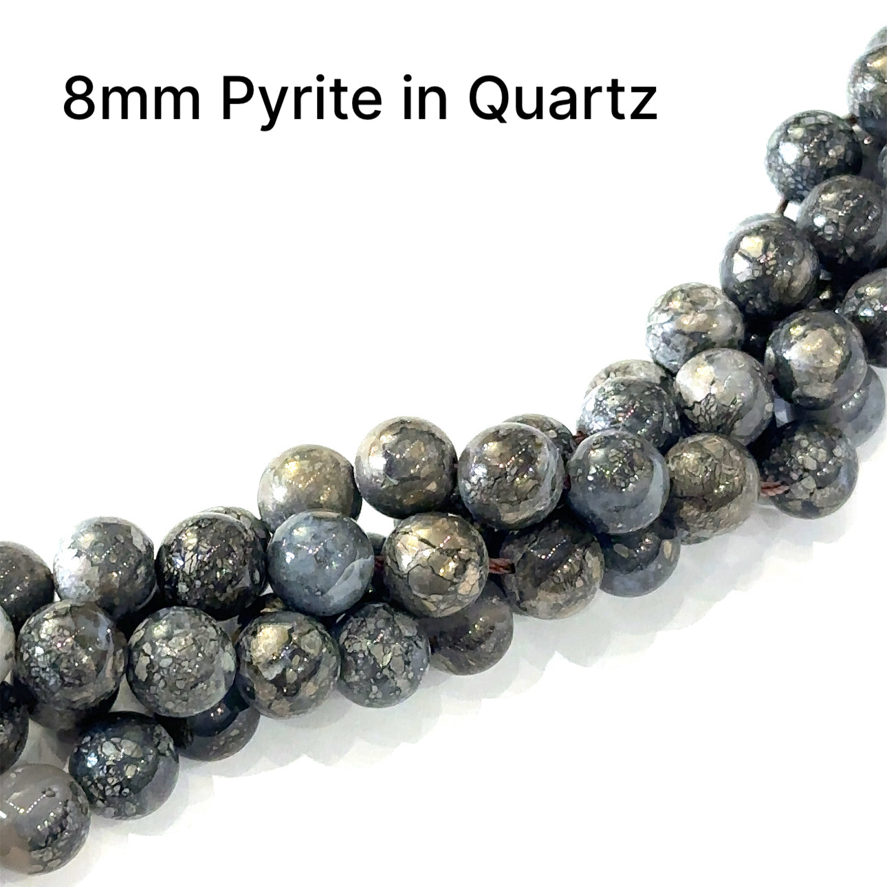 Pyrite in Quartz gemstone strands, Jewelry supplies