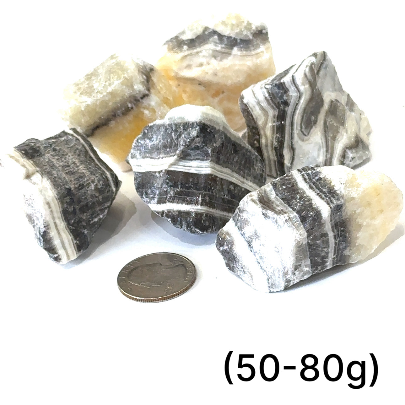 Zebra Calcite,  Raw gemstone (Mexico)