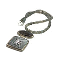 Labradorite Gemstone beaded necklace with Fordite and Shungite pendant, Jewelry