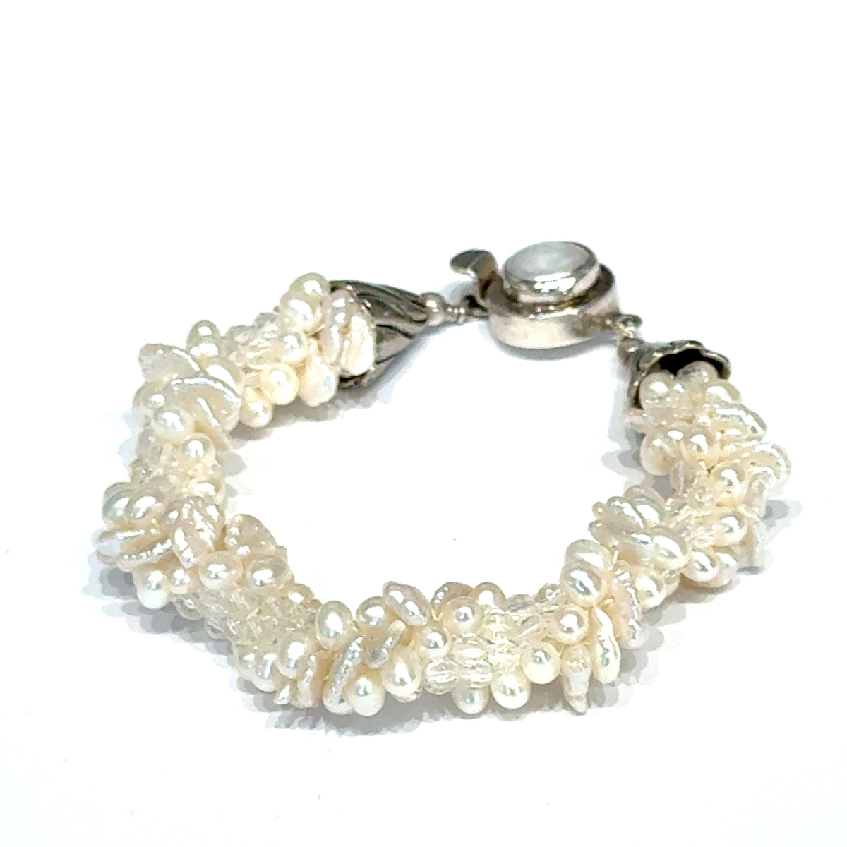 Freshwater Pearl Clear Quartz Bracelet | Sterling Silver | Hidden Jewel