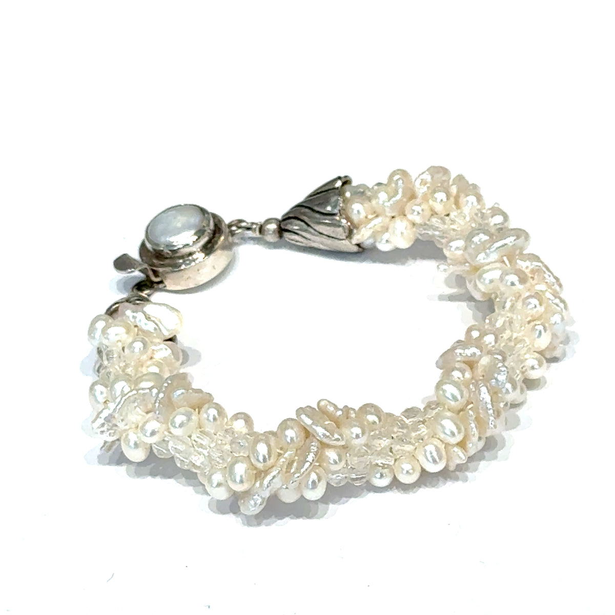 Freshwater Pearl Clear Quartz Bracelet | Sterling Silver | Hidden Jewel
