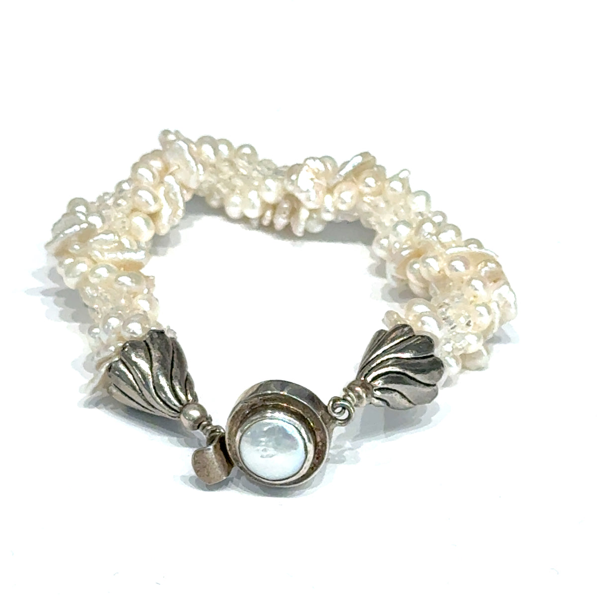 Freshwater Pearl Clear Quartz Bracelet | Sterling Silver | Hidden Jewel