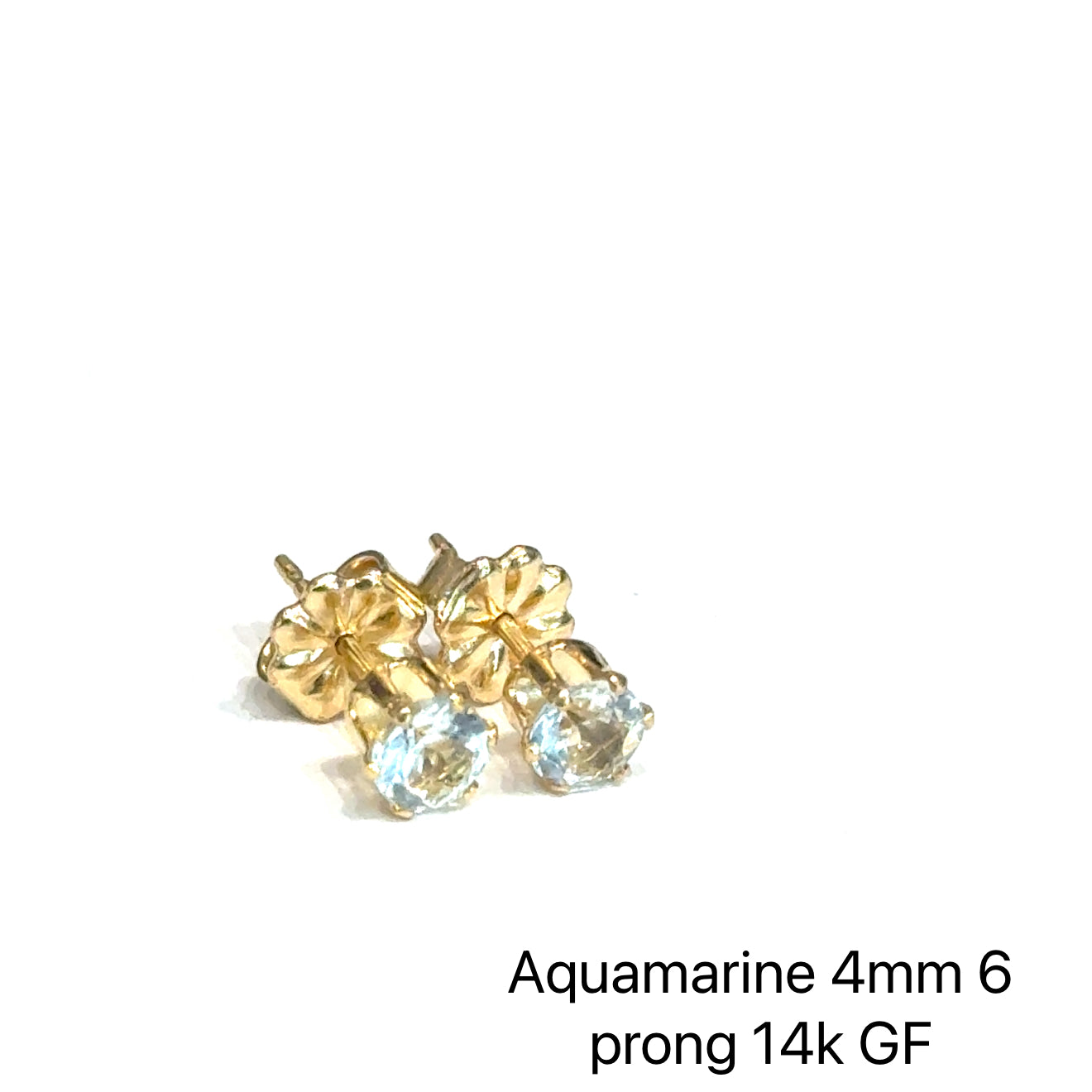 4mm Faceted Semi‑Precious Gemstone Post Earrings on white  gold filled studs center angled  overview