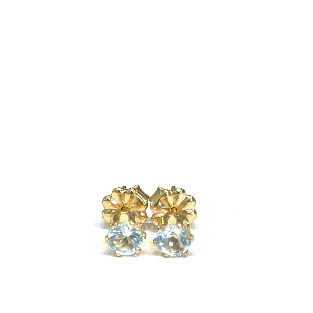 4mm Faceted Semi‑Precious Gemstone Post Earrings on white  gold filled studs center overview