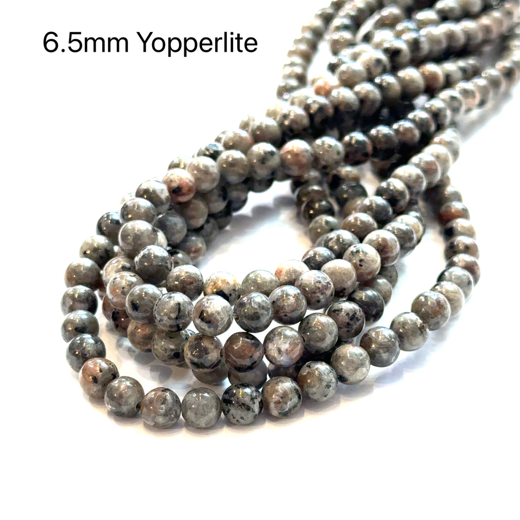 6.5'' Yooperlite Gemstone Strand on white center overview