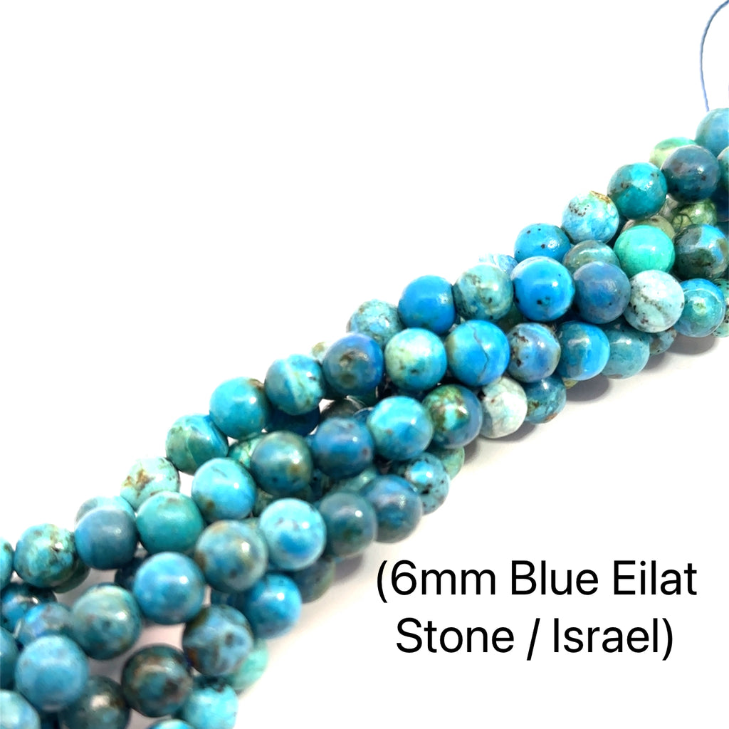 6mm Blue Eilat Gemstone Strand – 16" on white long overview