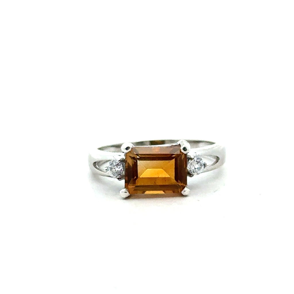 9x7 Citrine gemstone Ring on white front and center view
