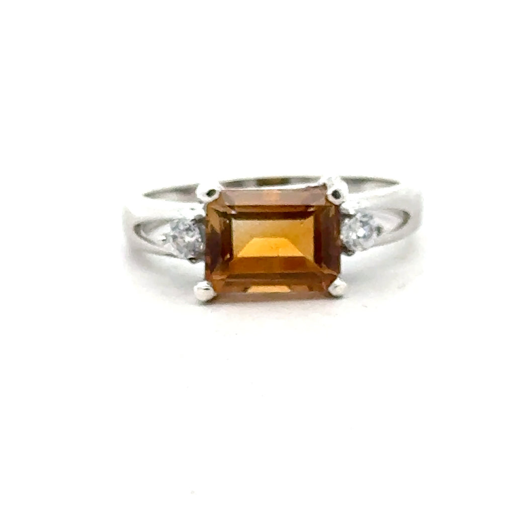  9x7 Citrine gemstone Ring on white front overview 