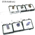A Close-up of Tanzanite crystal in perky boxes showing deep violet-blue hues, on a white background, front view. size (7.75-9.40ct) gem grade.
