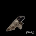 A Quartz crystals with phantoms and inclusions (16.4g) on a black background, front view.