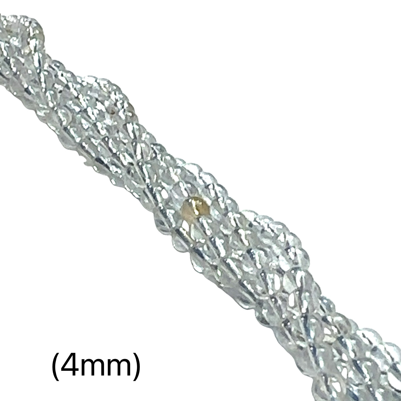  A group of 4mm Blue Topaz smooth round gemstone strand. on a white background front overview. 
