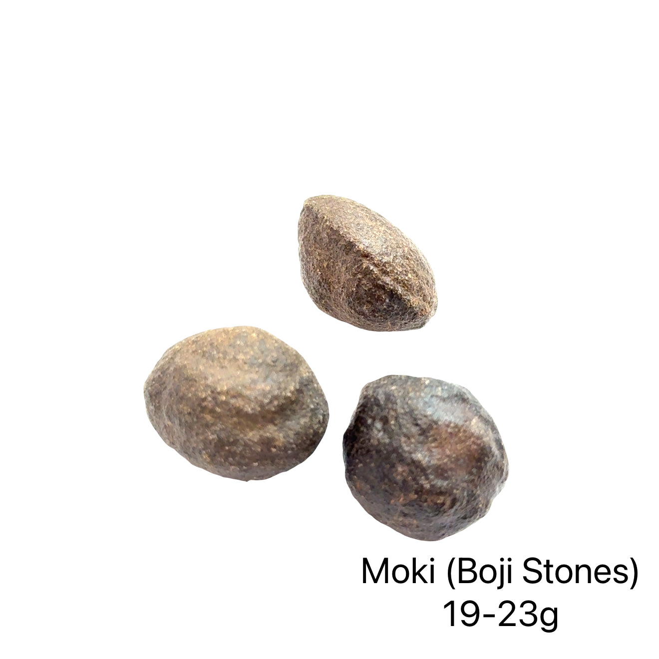 A group of Moki Stone used for grounding meditation and energy balancing weighed 19-23g on a white background overview. 