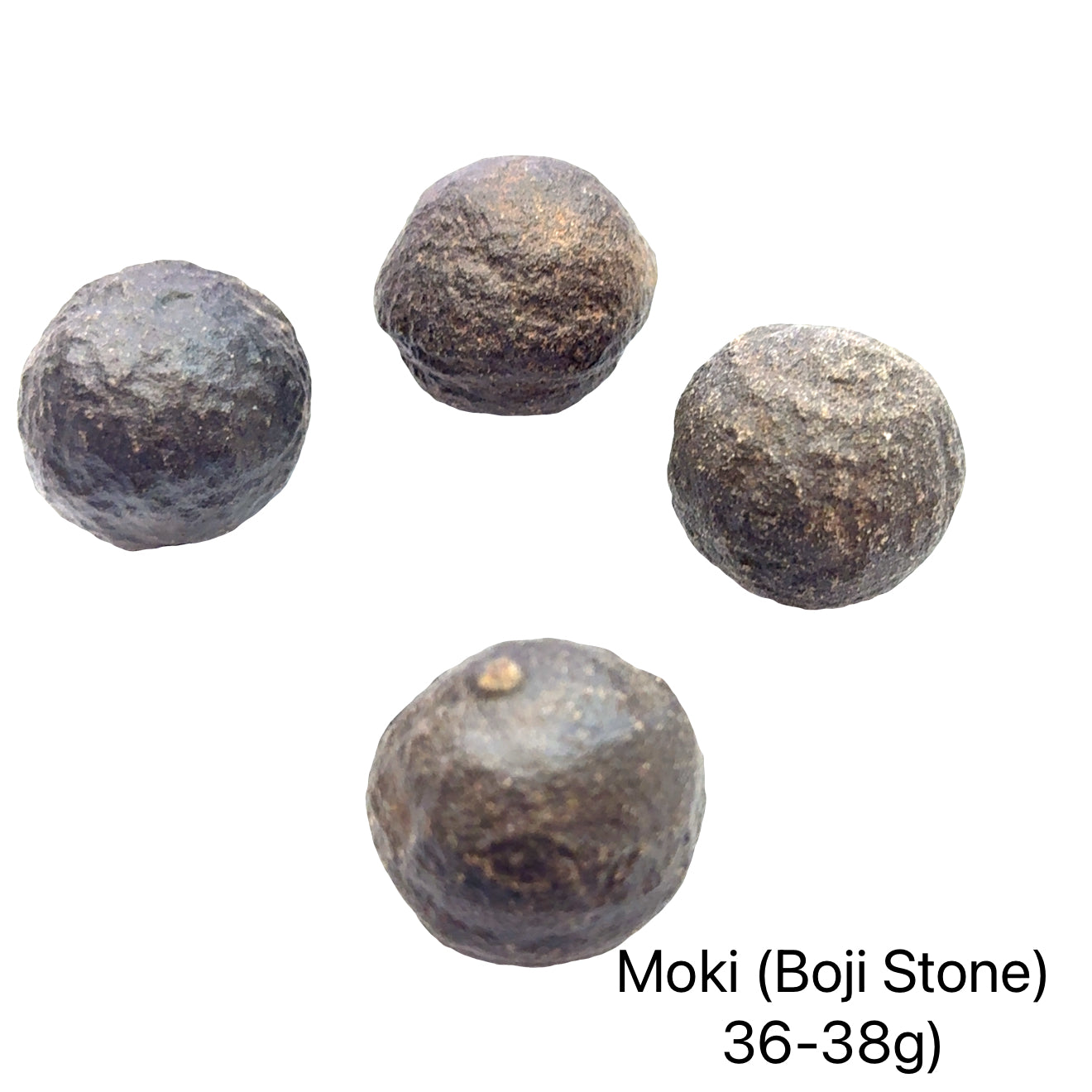 A group of Moki Stone used for grounding meditation and energy balancing weighed 36-38g on a white background overview.