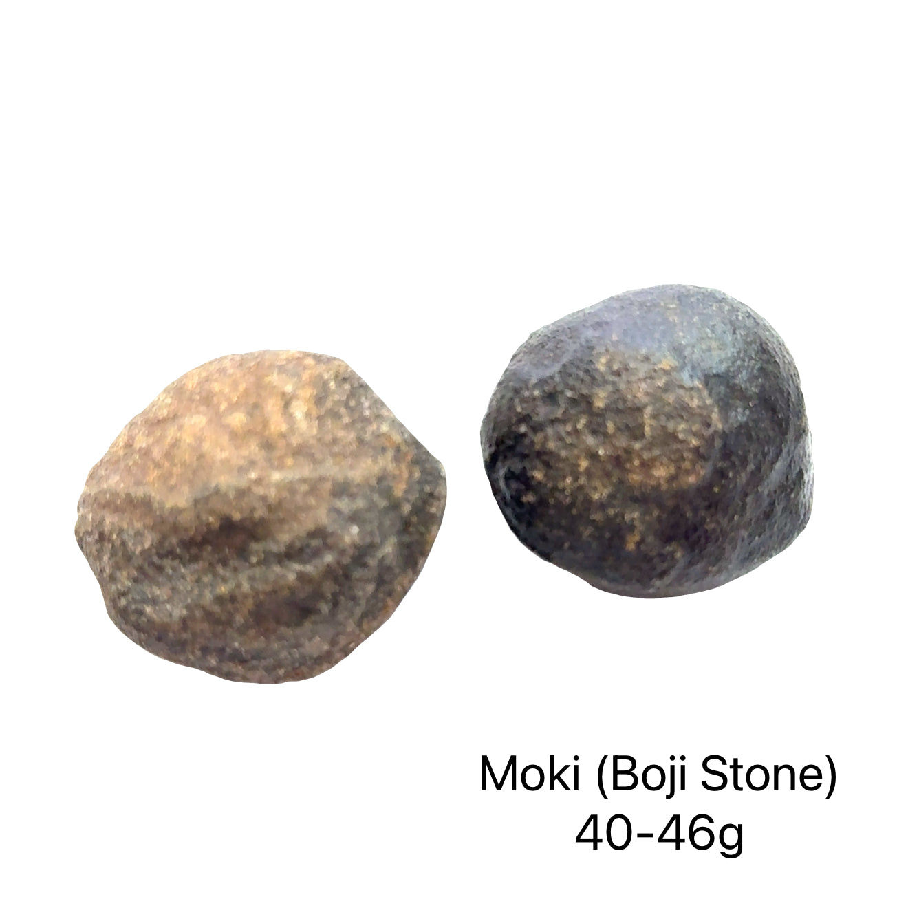 A group of Moki Stone used for grounding meditation and energy balancing weighed 40-46g on a white background overview.