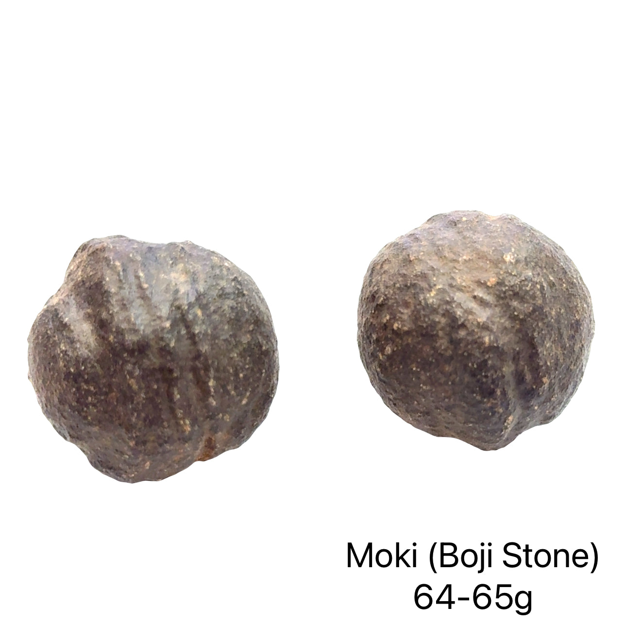 A group of Moki Stone used for grounding meditation and energy balancing weighed 64-65g on a white background overview.