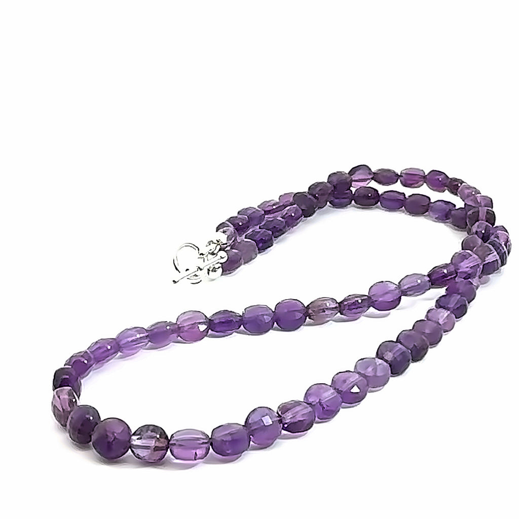 Amethyst Gemstone Necklace on white center long overview