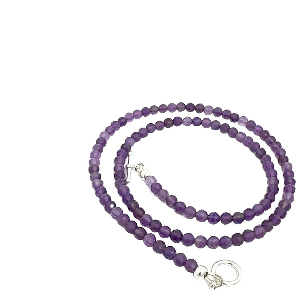 Amethyst Gemstone Necklace on white spiral Bottom overview