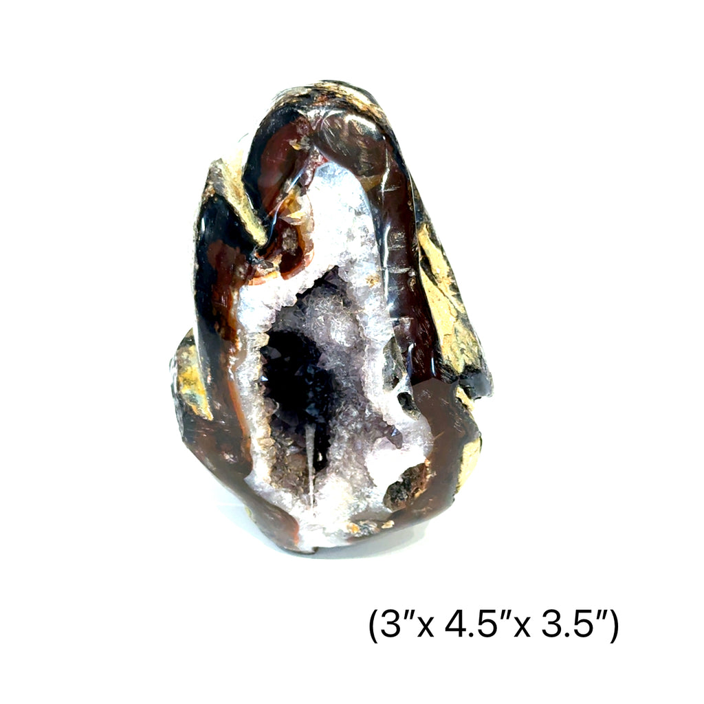 Amethyst Geode Gemstone 3'' x 4.5'' x 3.5'' on white front view