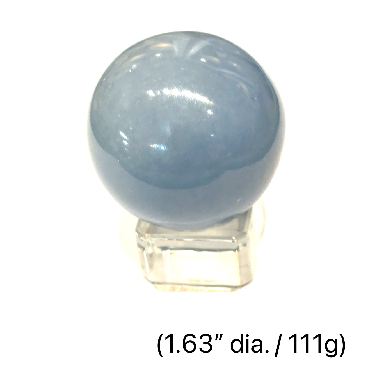 Angelite Gemstone Sphere  1.63'' dia./ 111g  front view