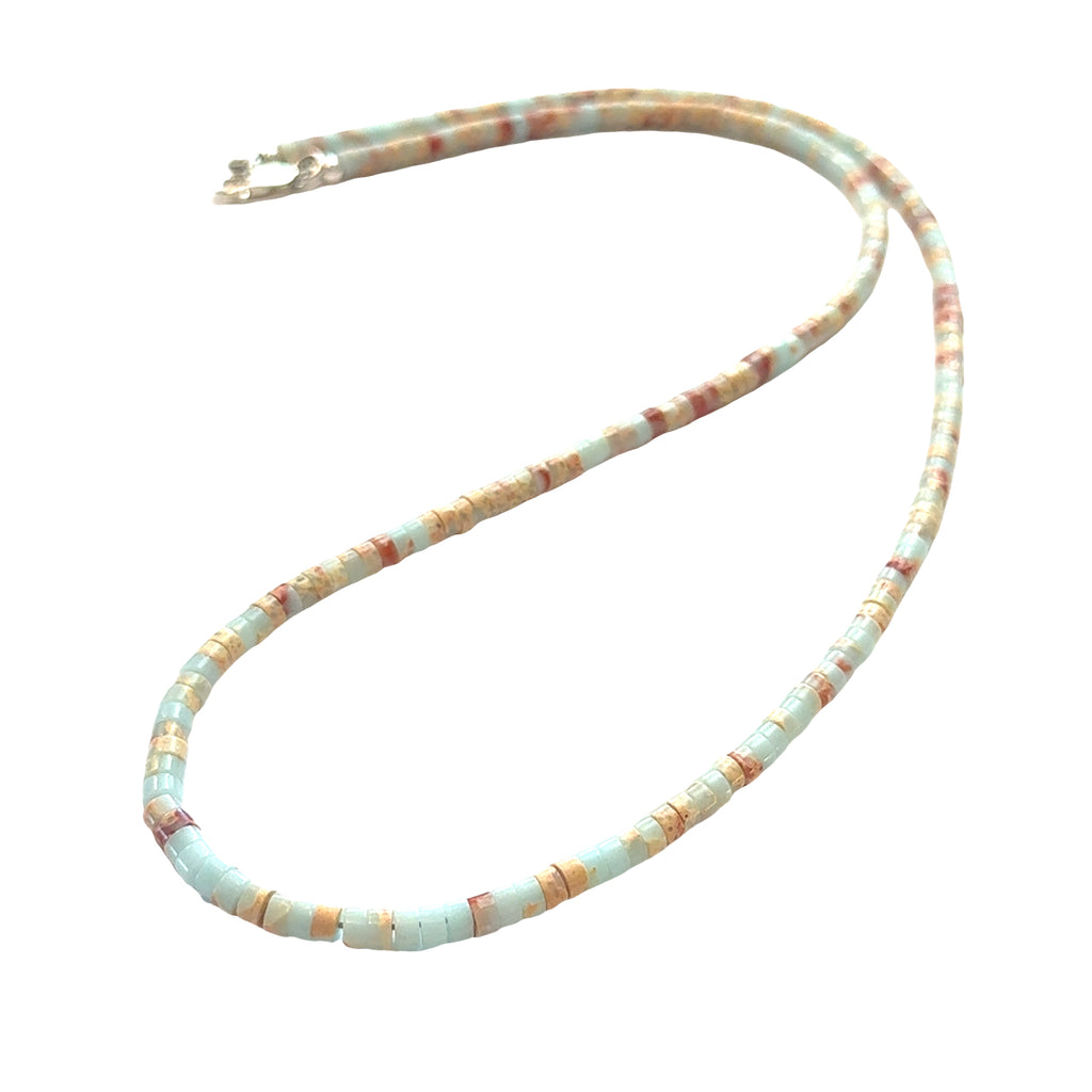 Aqua Terra Jasper Gemstone Beaded Necklace on white center overview