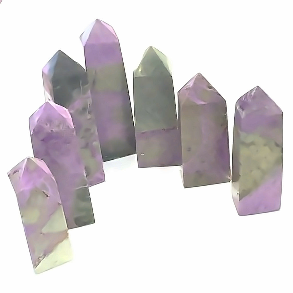 Atlantisite Gemstone Tower grouping  on white front view