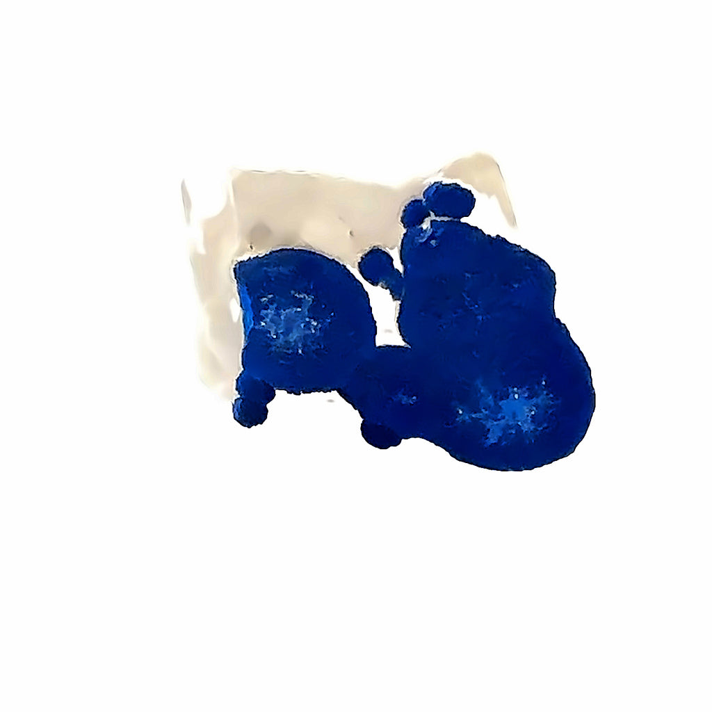 Azurite “Sun” Raw Gemstone B on white overview