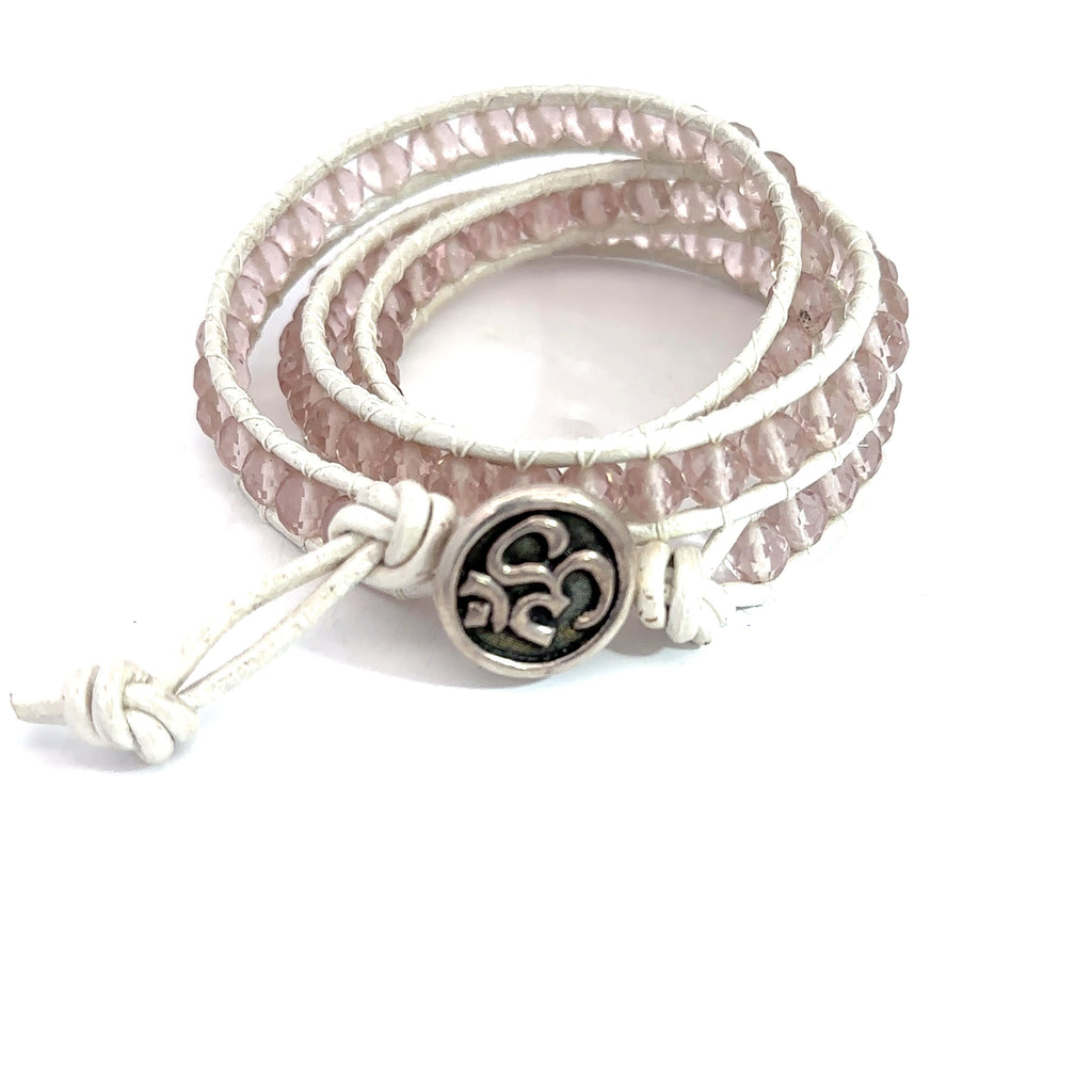 Cape Amethyst Leather Wrap Bracelet, faceted Gemstone Bracelet