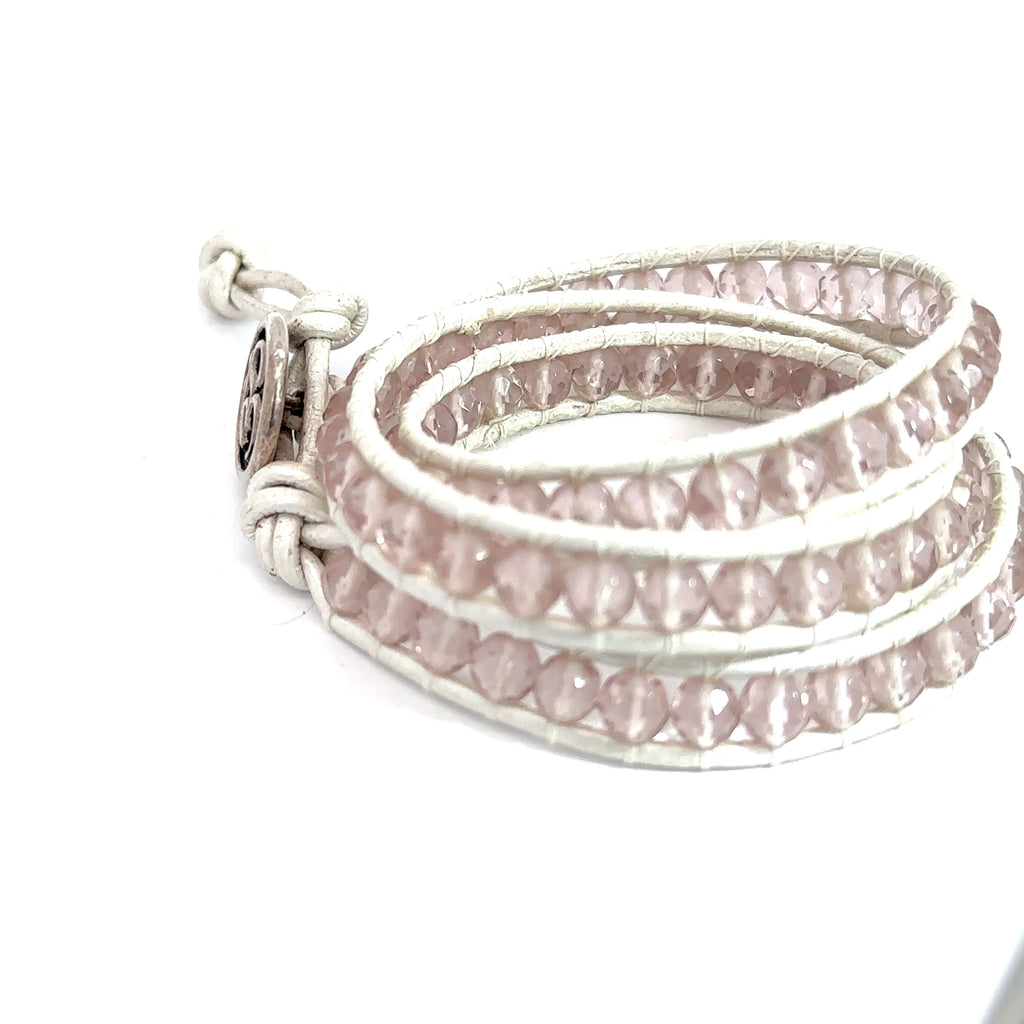 Cape Amethyst Leather Wrap Bracelet, faceted Gemstone Bracelet