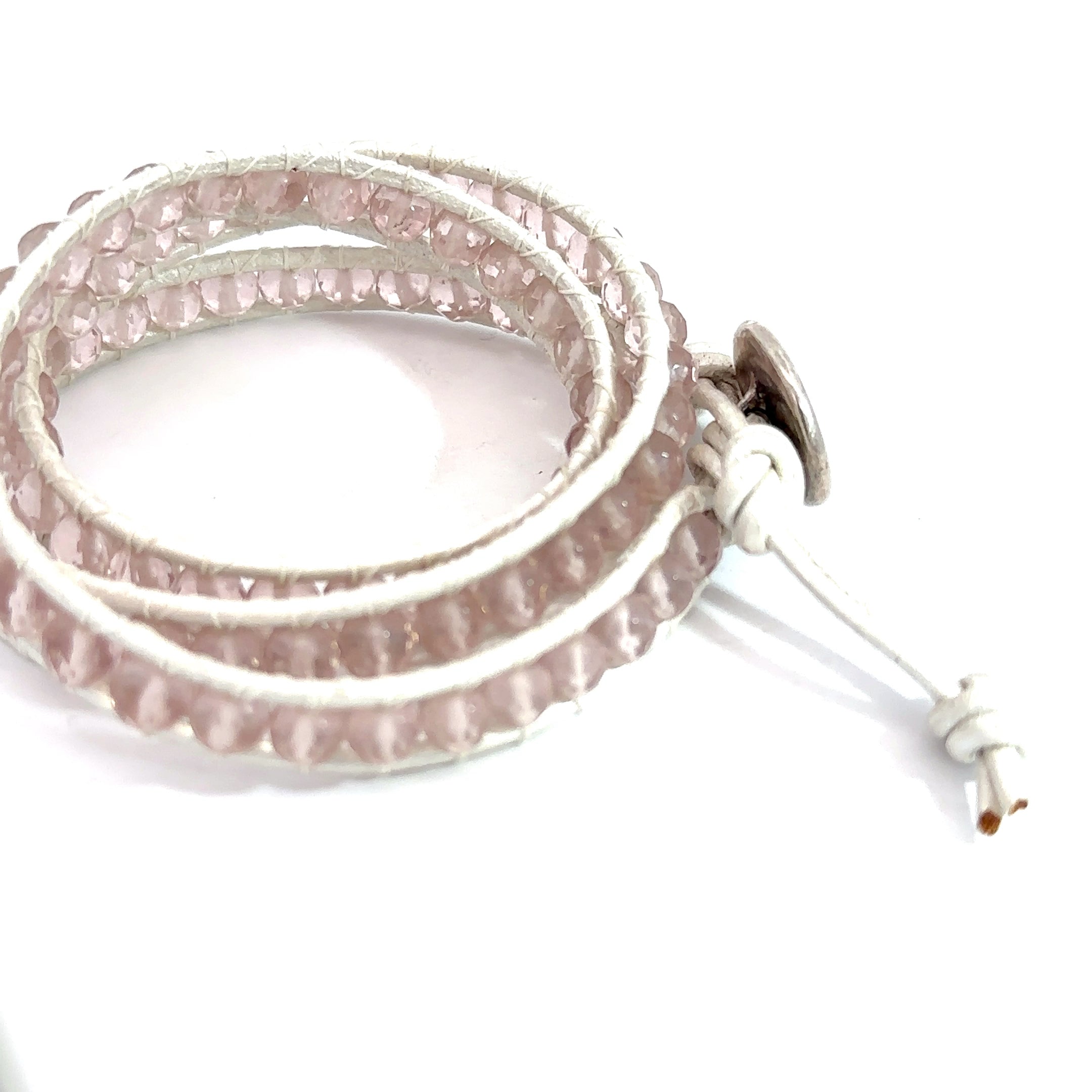 Cape Amethyst Leather Wrap Bracelet, faceted Gemstone Bracelet