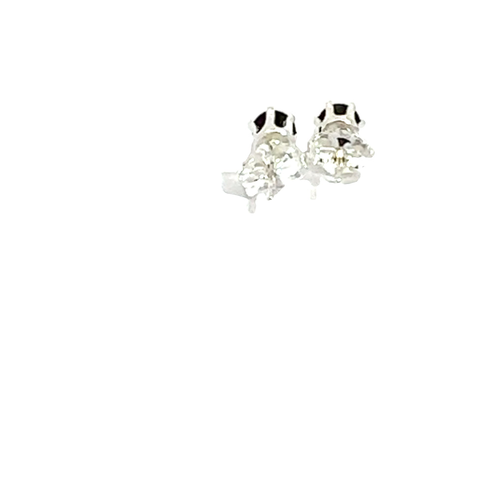 Black Spinel Faceted 4mm Round Post Earrings on white center front facing downward overview