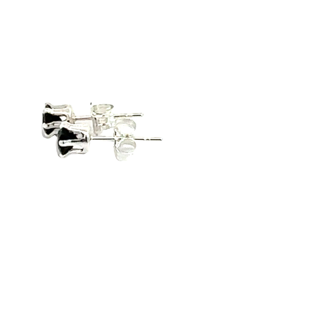 Black Spinel Faceted 4mm Round Post Earrings on white center left side overview