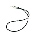 Black Spinel gemstone necklace with a sterling silver toggle clasp, genuine gemstone-quality beads, strength and renewal jewelry, on a white background, front overview. 