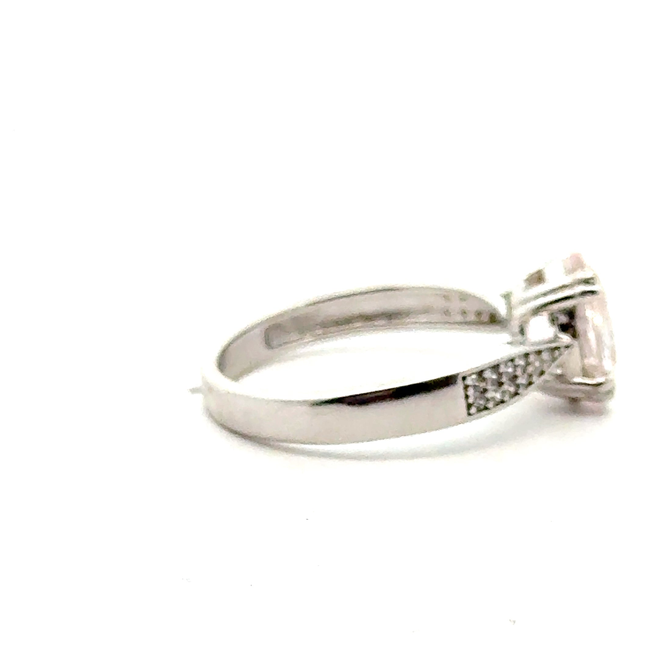 Blush Radiance: Morganite & CZ Ring on white right view  