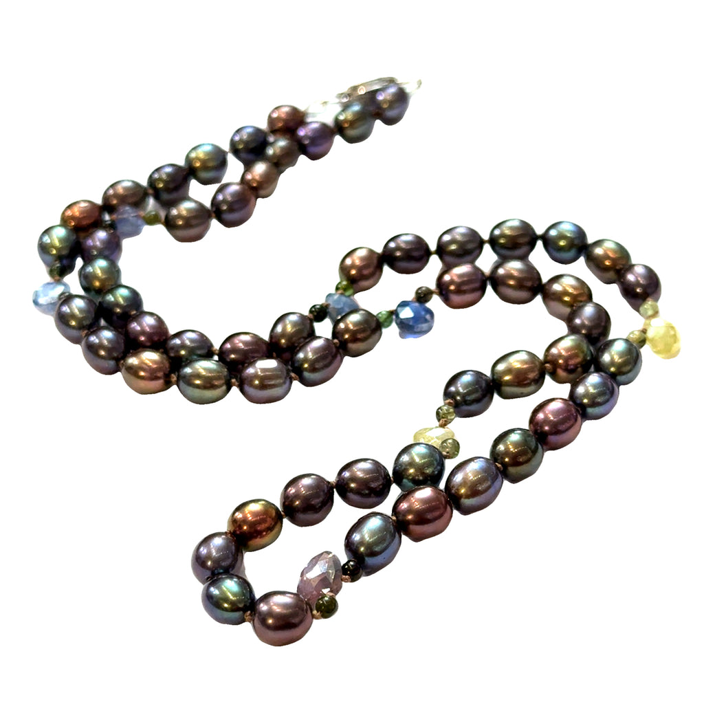 Bronze Freshwater Pearl Necklace on white center overview