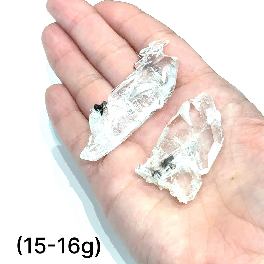 Brookite in Quartz gemstone for Third Eye and Crown chakra alignment (15=16g) on white front overview