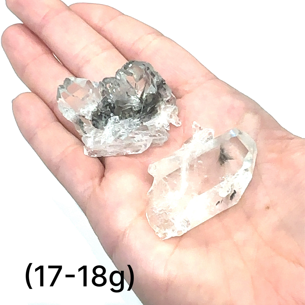 Brookite in Quartz gemstone for Third Eye and Crown chakra alignment (17-18g) on white front overview