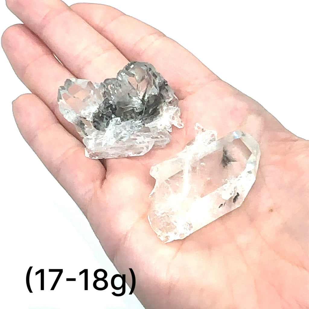 Brookite in Quartz gemstone for Third Eye and Crown chakra alignment (17-18g) on white front overview