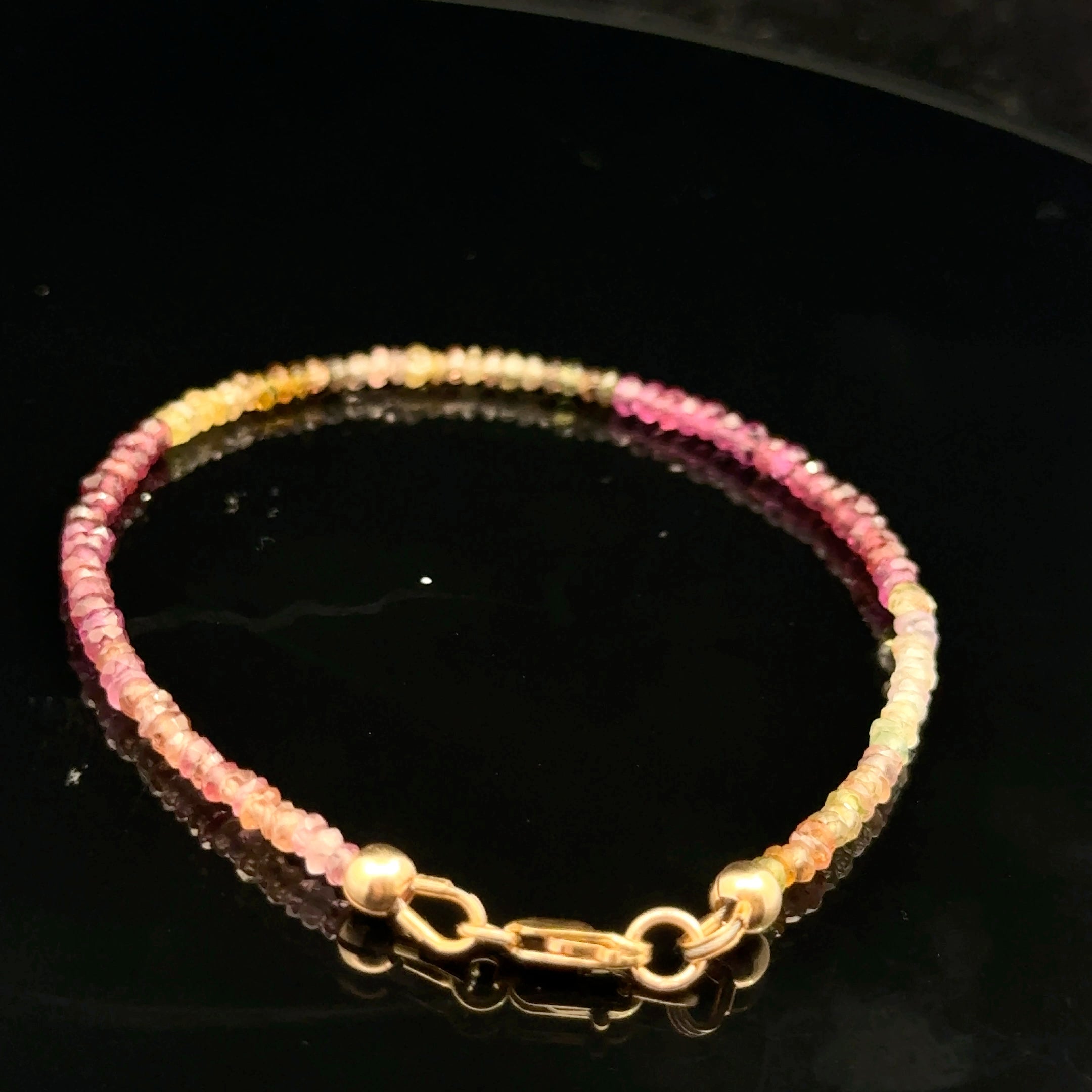 Brown sapphire bracelet with matching necklace earth tone jewelry set, on a black background size 6.75'', back view. 