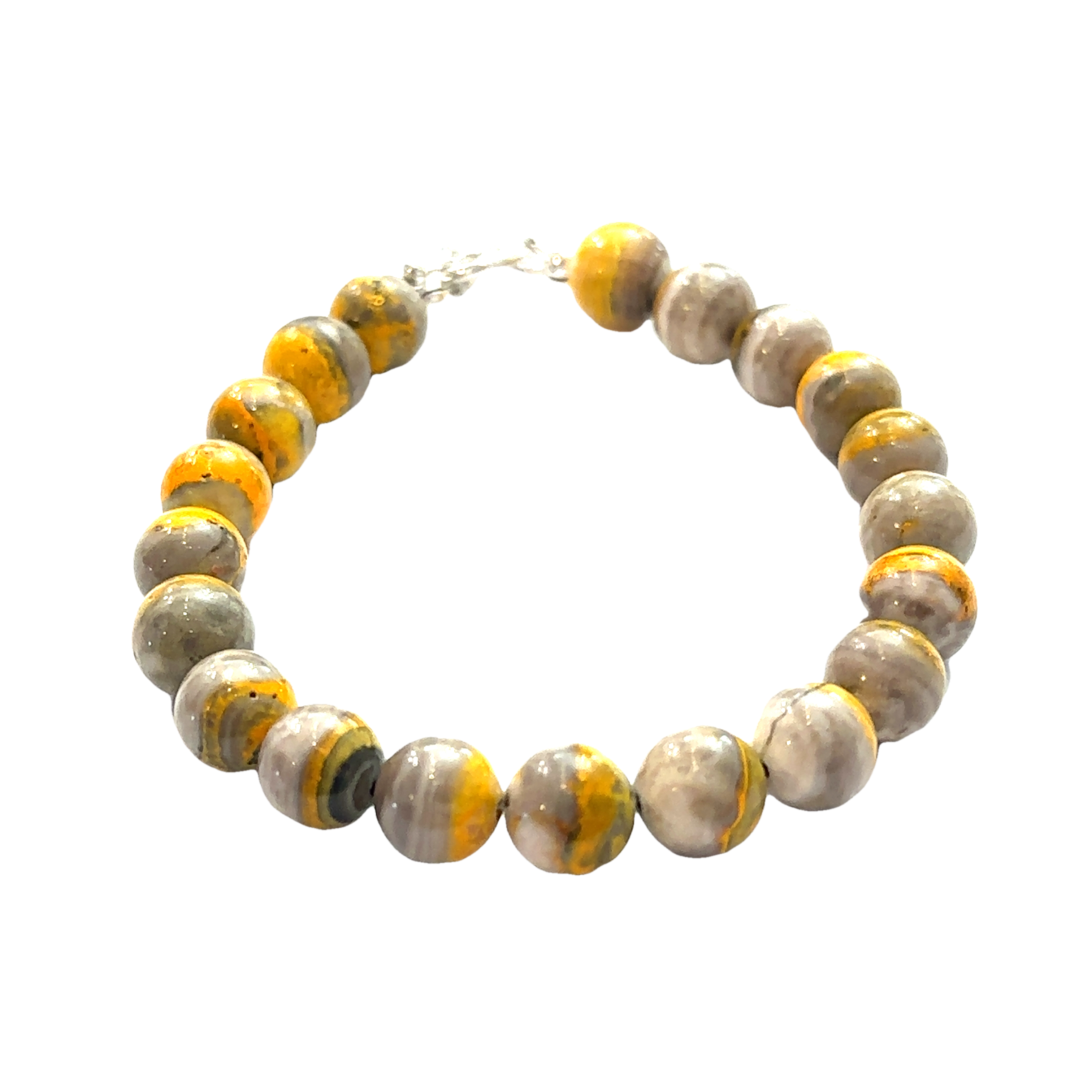 Bumble Bee Jasper Gemstone Bracelet on white center overview
