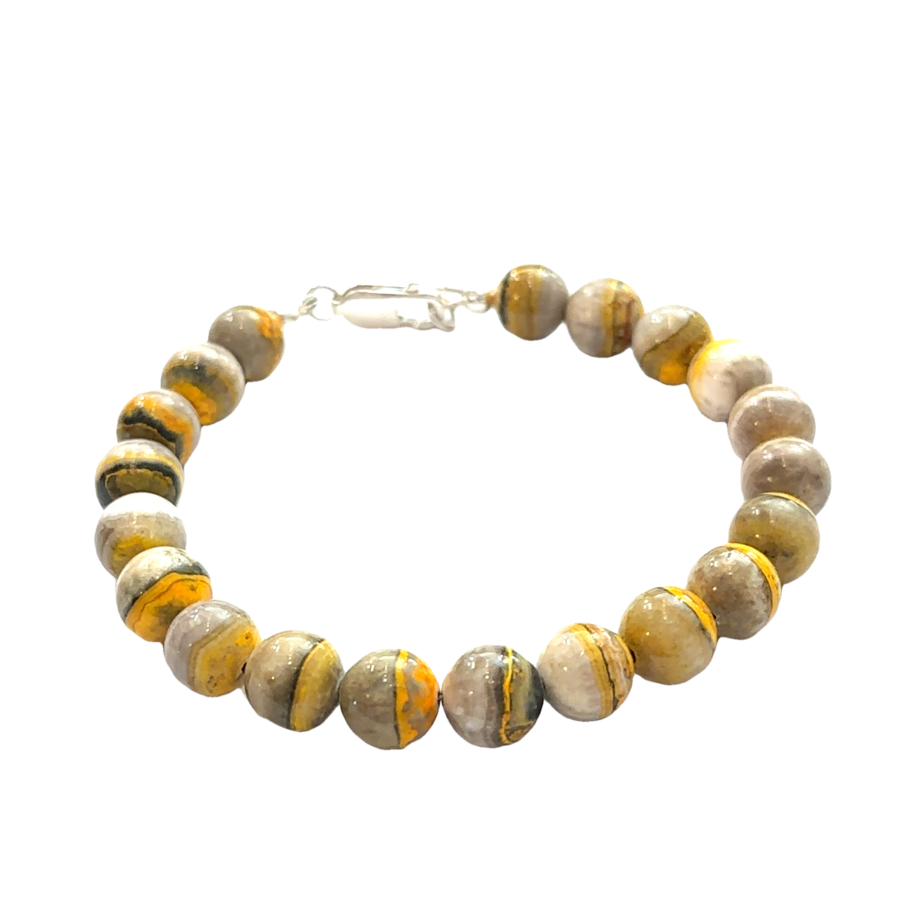 Bumble Bee Jasper Gemstone Bracelet on white front center overview