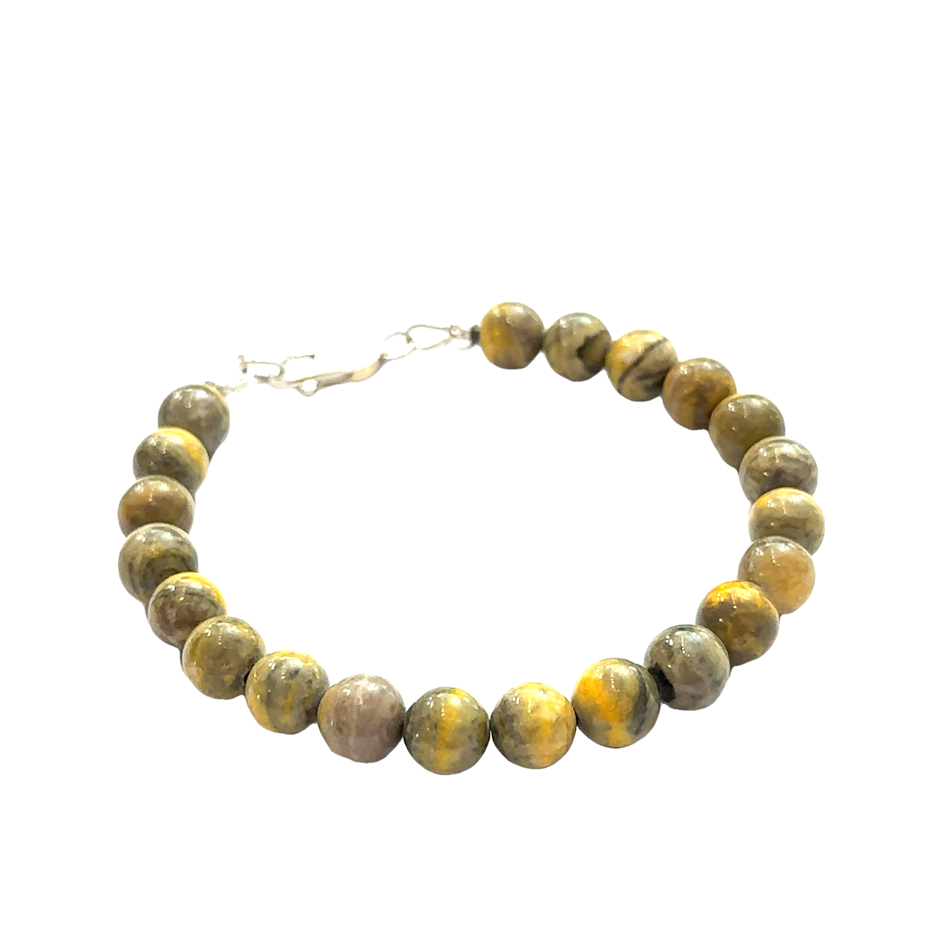 Bumble Bee Jasper Gemstone Bracelet on white left angled center overview