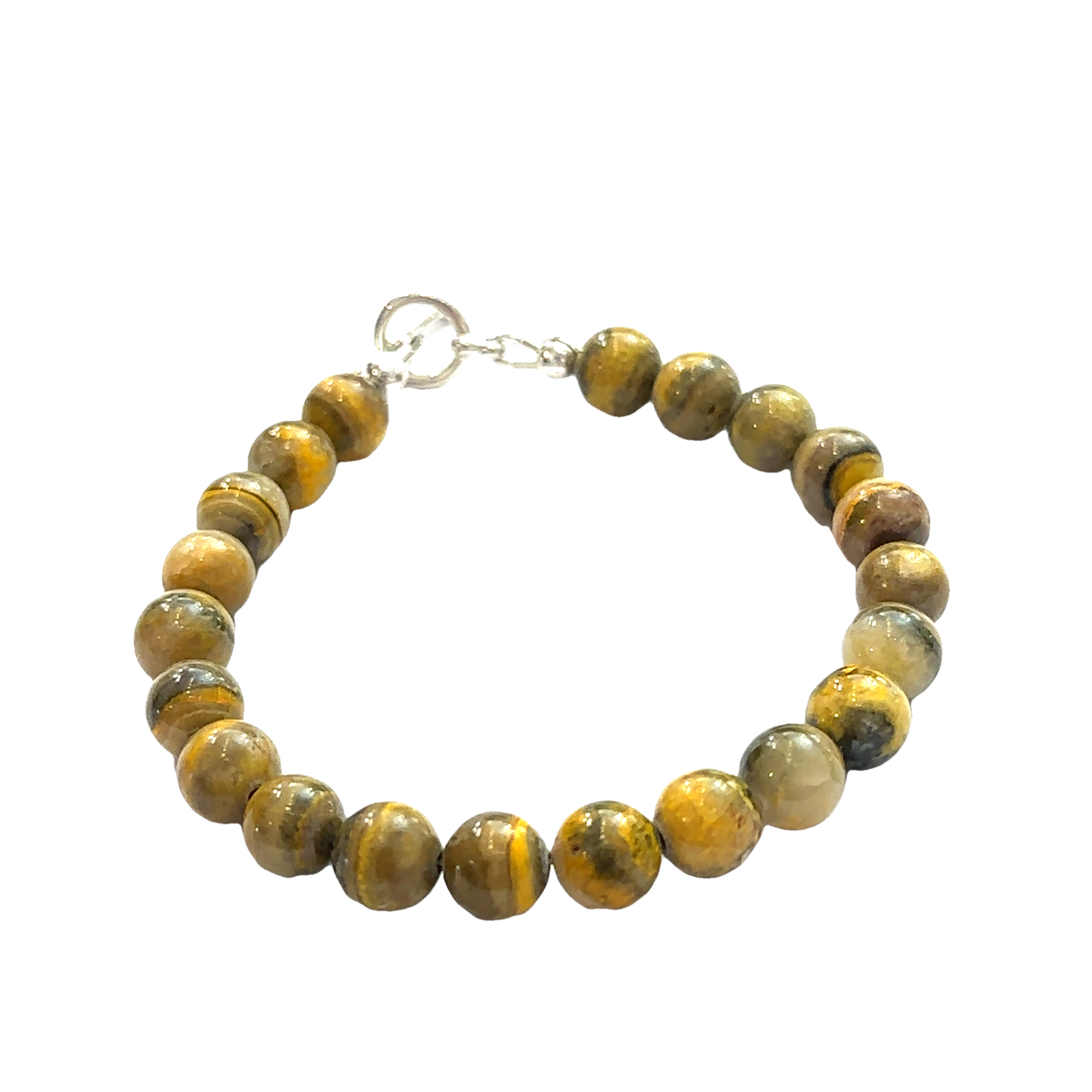 Bumble Bee Jasper Gemstone Bracelet on white right angled center overview