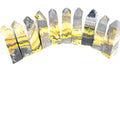 Bumblebee Jasper Gemstone Tower grouping on white front view