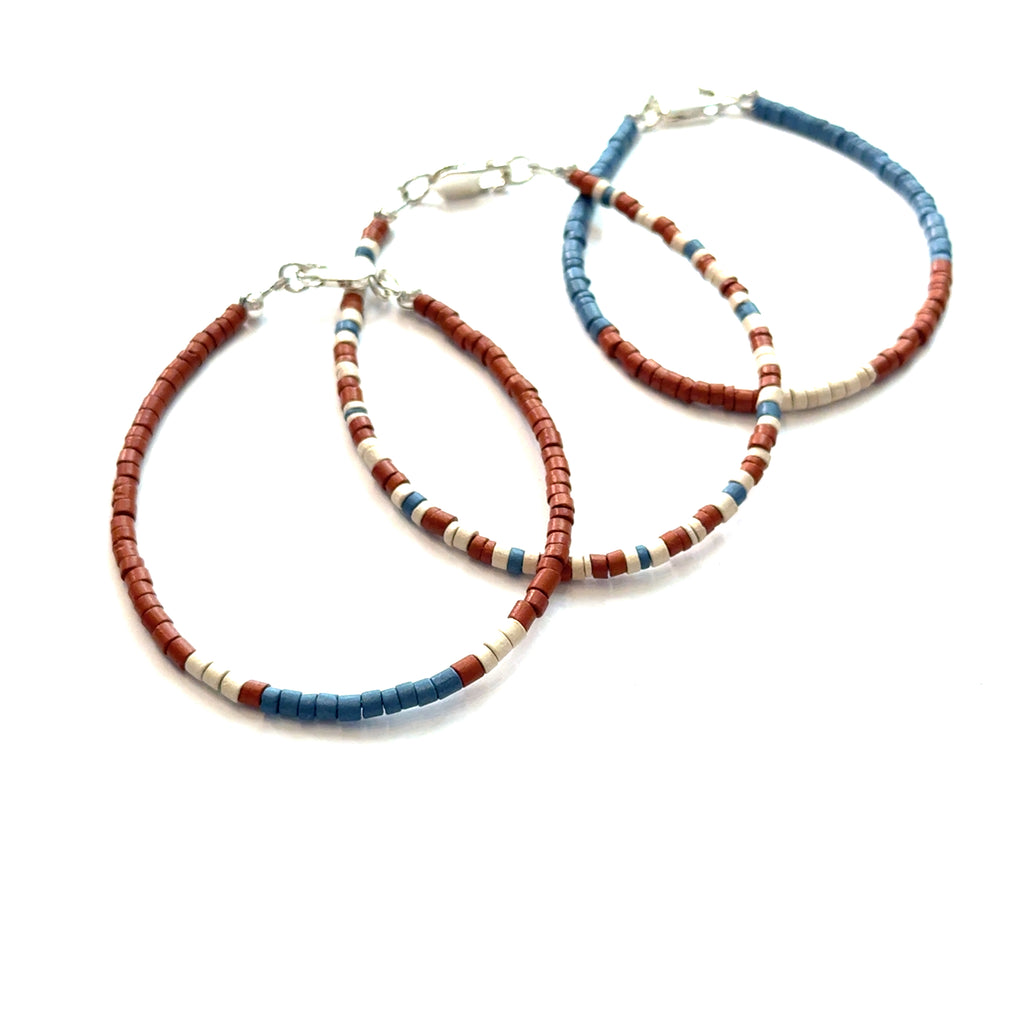 Ceramic Beaded Bracelet  grouping on white angle overview