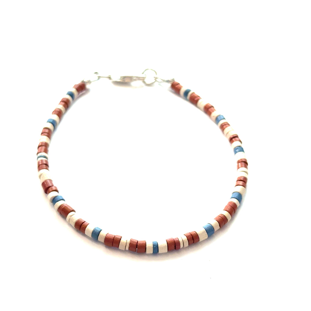 Ceramic Beaded Bracelet multi colored on white front overview