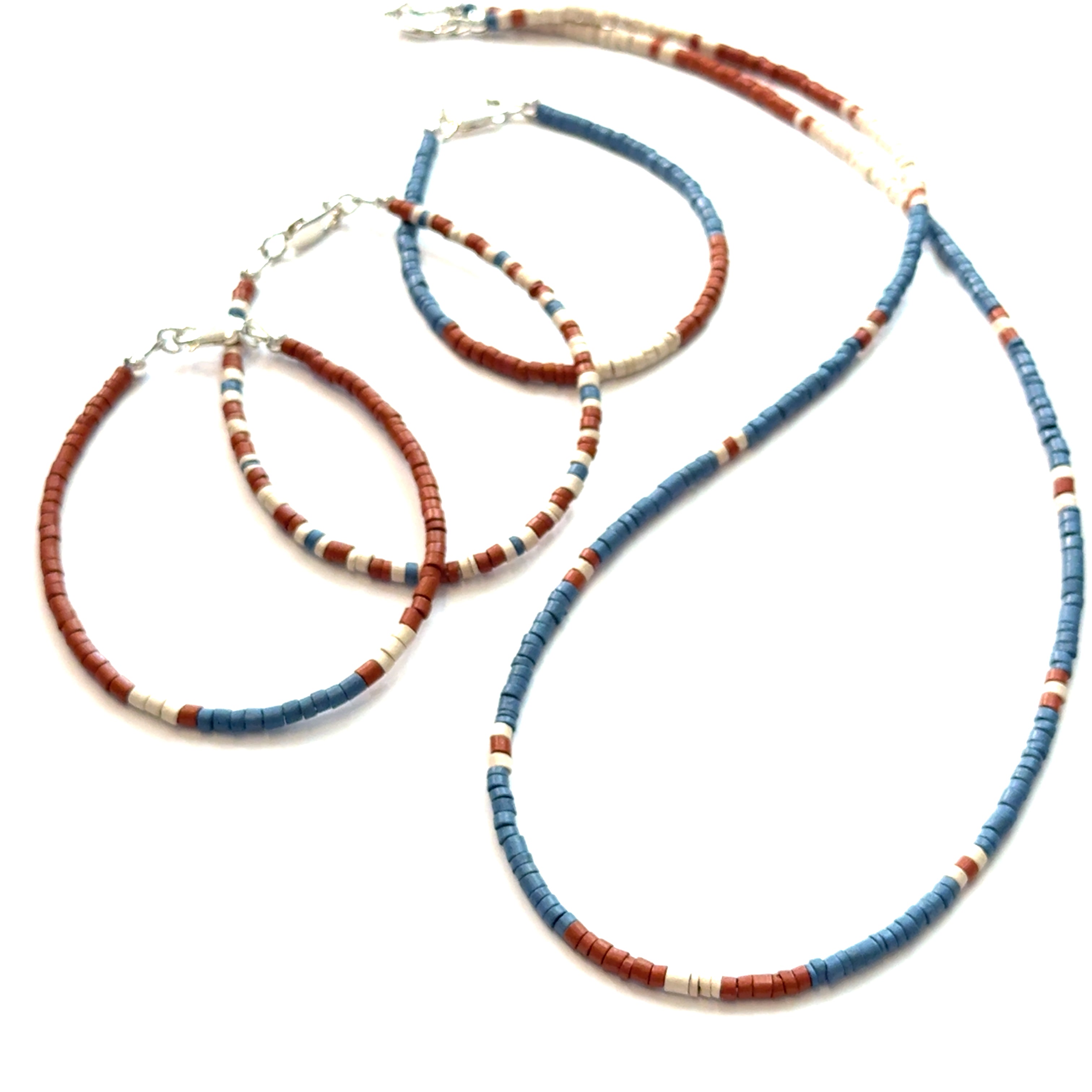 Ceramic Beaded Necklace – 3mm Heishi Beads with Sterling Silver Lobster Claw (23")