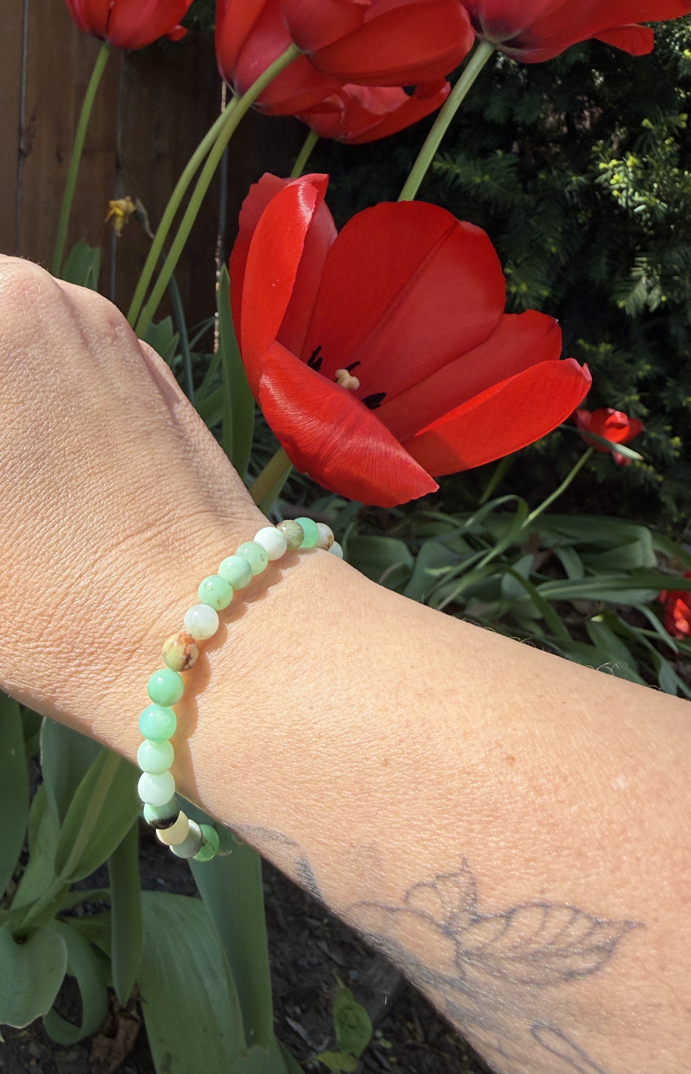 Chrysoprase Gemstone Bracelet – Genuine 6mm Beads with Sterling Silver Clasp (6.5'' & 7.25'')