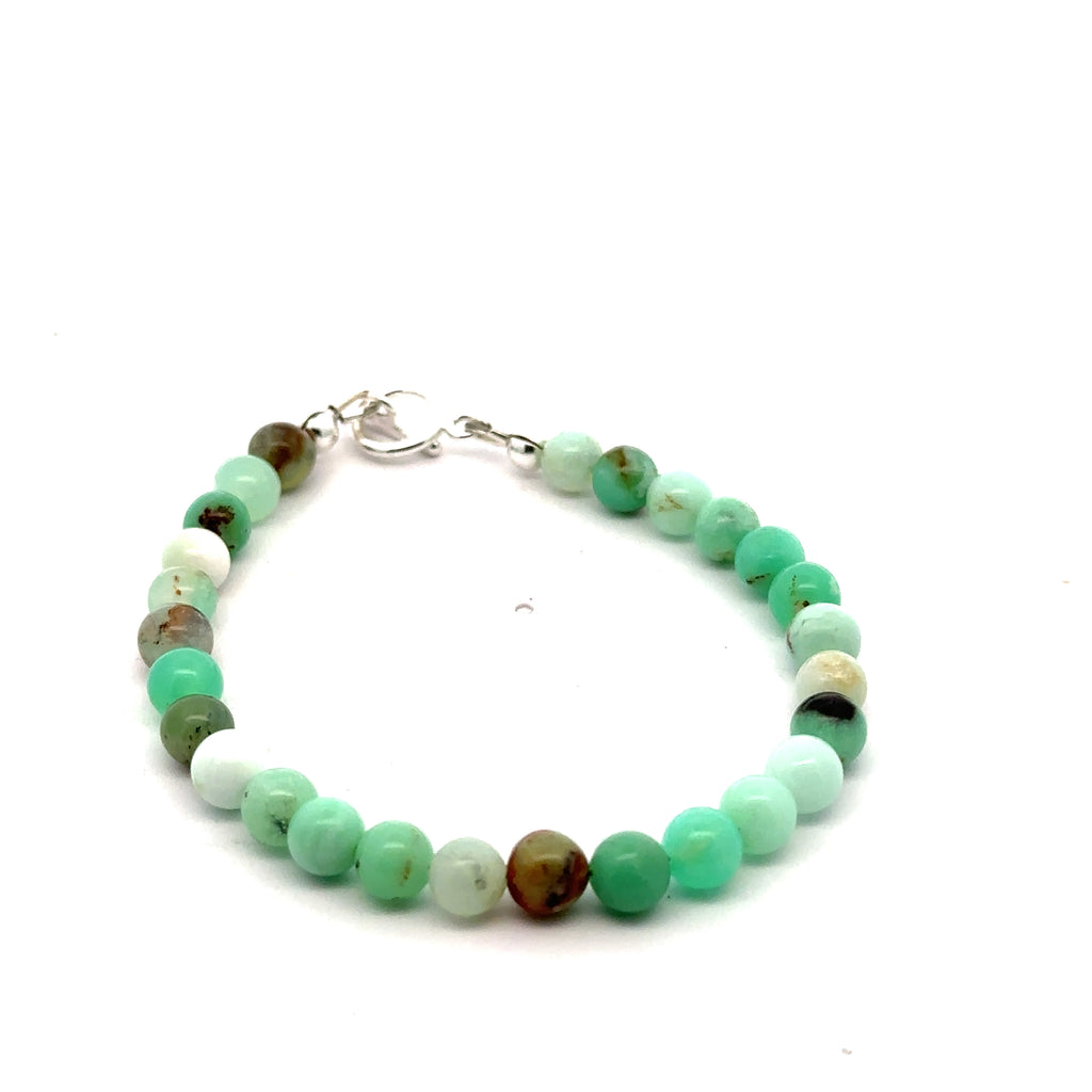 Chrysoprase Gemstone Bracelet grouping on white front overview